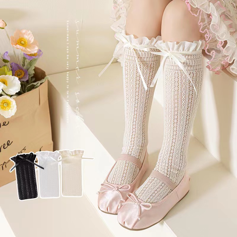 Fishing Socks - Calze lunghe in pizzo per ragazze,