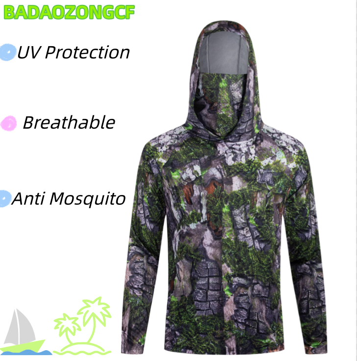Fishing Shirt Uv Protection - Magliette da Pesca con Cappuccio per